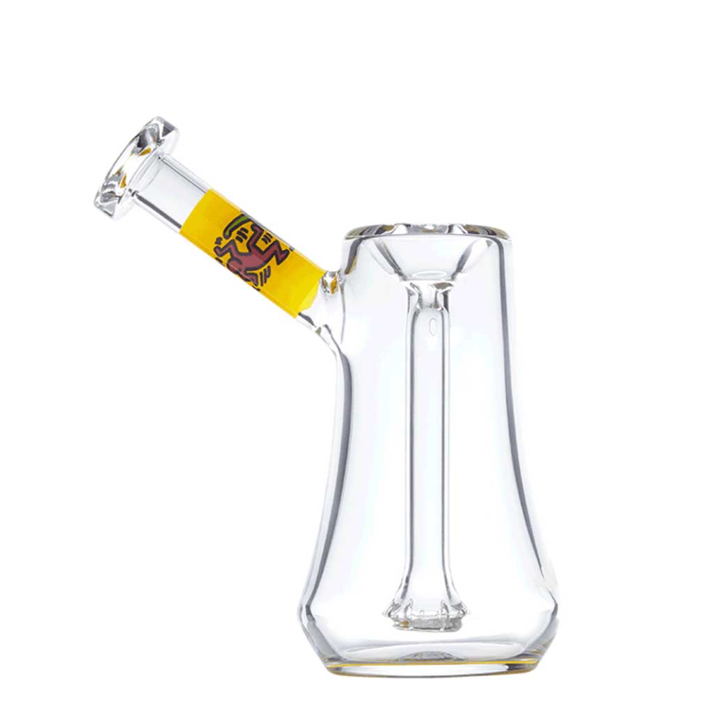K.Haring Designer Bubbler Glass Water Pipe by Higher Standards ~ Yellow