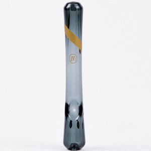 Marley Natural SMOKED GLASS STEAMROLLER 1 Hitter Pipe with Gold Stripe - BHANGO HEAD SHOP - Premium Glass, Vape and Cannabis Accessories